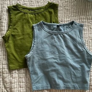 Green and blue tops